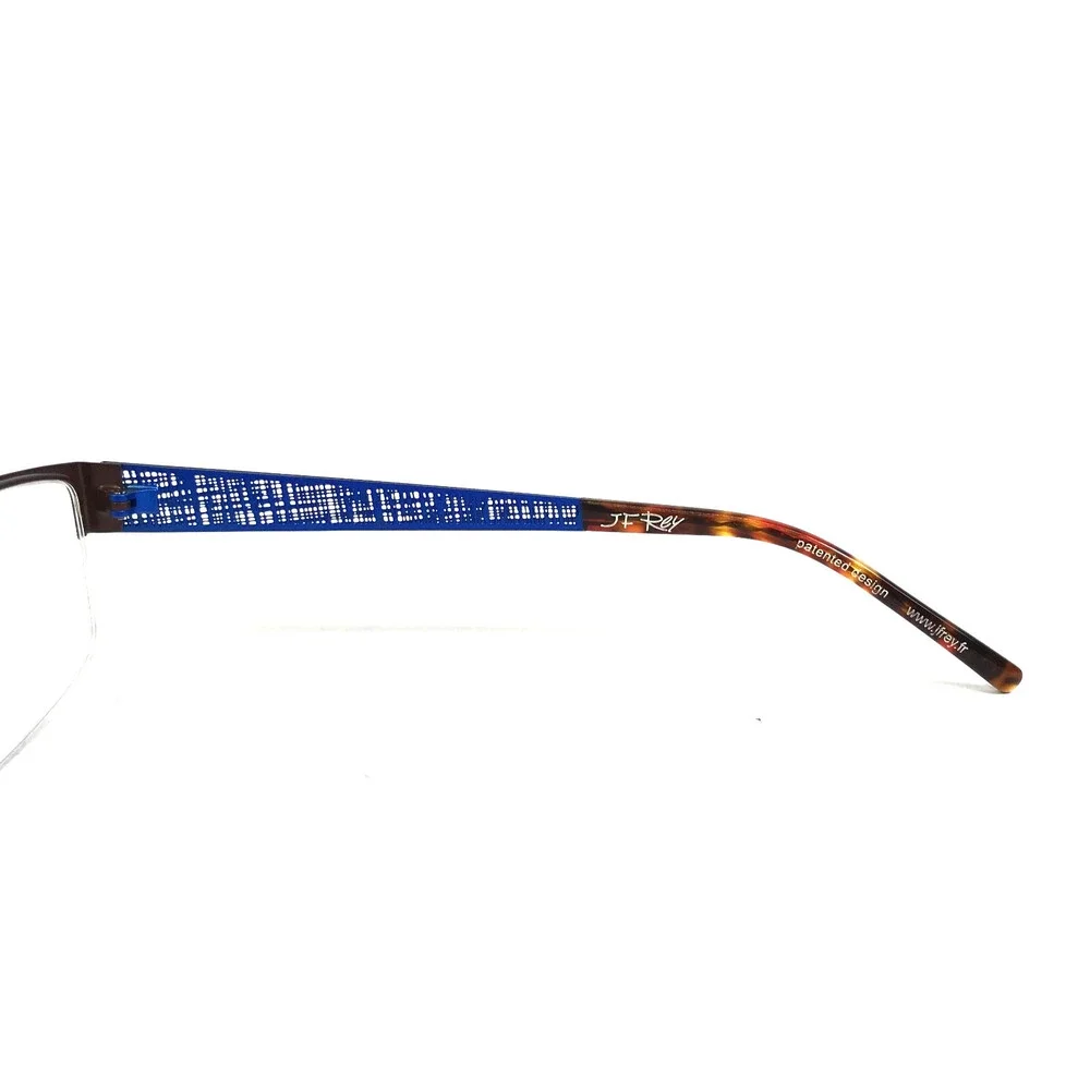J.F. Rey Eyeglasses Frames JF2585 9522 Brown Blue Woven Half Rim 54-20-145